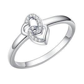 925 Sterling Silver Double Heart Rings Love Knot Ring for Women Adorable Jewelry Gift Rings Cubic Zirconia Stackable Rings Eternity Bands Engagement Band for Women for Lady for Girlfriend for Mother,