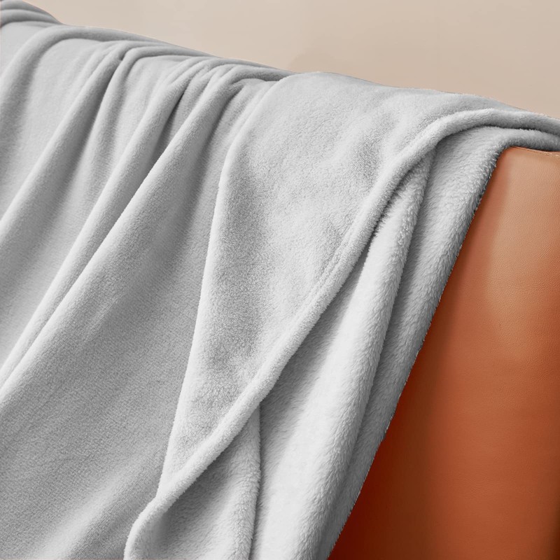 Aisbo Fleece Blanket Grey Throw - Versatile Soft Warm Blanket