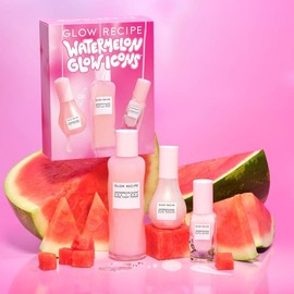 Glow Recipe Watermelon Glow Icons, Watermelon Glow PHA + BHA Pore-Tight Toner, Niacinamide Dew Drops, Pink Juice Moisturizer, Exfoliating, Hydrating Skincare Bundle