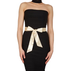 BlackButterfly Bridal Wedding Bridesmaid Satin Sash Belt (Champagne, 5 CM X 175 CM)