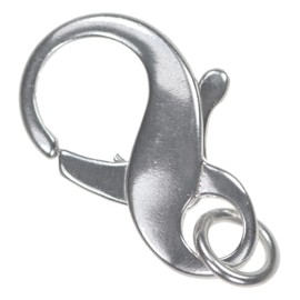 uGems Infinity Clasp Rhodium-White-Gold Finish Sterling Silver with Closed Ring 12 x 20mm