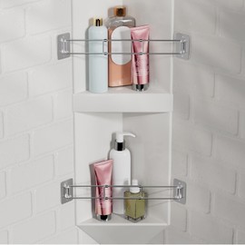 FOCSPROD RV Shower Corner Storage Bar, 7.9-13.7 inches RV Bathroom Travel Trailer Storage Organization Coner Bar, Stainless Steel RV Shower Corner Shelf Rod in Camper Must Haves Accessories (2 Pack)