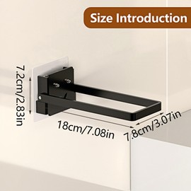 Towel Rail No Drilling Required Towel Rail Black Towel Holder Bathroom Can Carry 5 kg Guest Towel Holder Stainless Steel 18 cm Towel Holder for Bathroom Kitchen