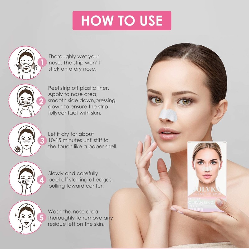 JOLVKA Blackhead Remover Pore Strips for Nose - 65 Strips