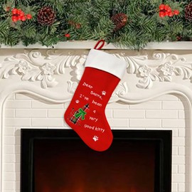 Estivaux Large Christmas Stockings Xmas Fireplace Hanging Stockings Burgundy Red Stocking Cat Kitty Paw Stockings Gift Holding Bag for Home Christmas Decorations Party Favor Supplies