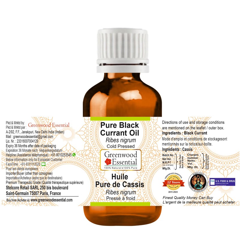 Greenwood Essential Pure Blackcurrant Oil (Ribes Nigrum) Natural Therapeutic Quality