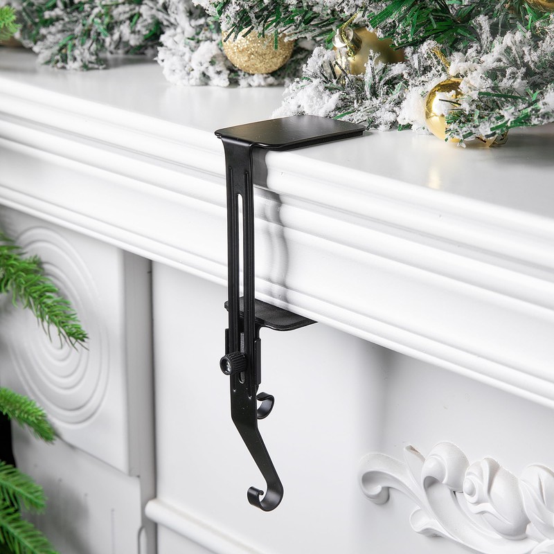 Sfcddtlg 6 Pcs Black Metal Christmas Stocking Holders - Adjustable