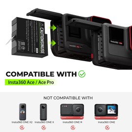 NBZZ 2 Packs Batteries Pack for Insta 360 Ace Pro Battery 1700mAh and Dual Fast Charge Hub(CINSBAJA) Compatible with Insta 360 Ace Accessories(Fully Compatible with Original)
