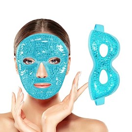 Mscaras de Hielo para Ojos y Cara, Mascarilla de Facial y Ojos, Reutilizable, Compresa Fria y Caliente, para Reducir Bolsas Bajo los Ojos, Ojeras,... 