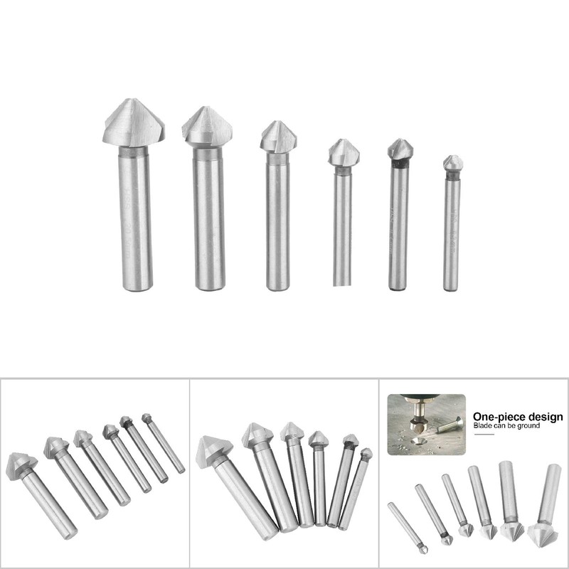 6 Pcs Chamfering Blade HSS Full Ground Woodworking 3 Flute