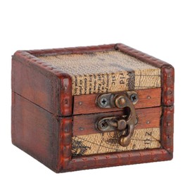 Wooden Jewellery Box with Lock, Vintage Handcrafted Wooden Chest Treasure Chest Mini Container Ring Earring Storage Holder Jewellery Storage Box