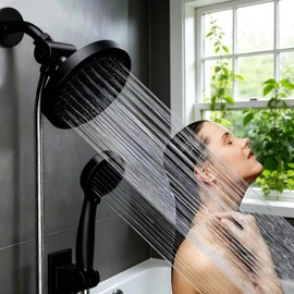 Doble Regaderas para Baño Alta Presion 6”,con Ajustable dn 360 Grados,3 Modos,con Manguera de 150 cm y Cabezal Giratorio Ajustable,para Baño,Hotel. (Negro)