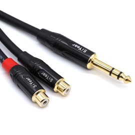 SiYear Dual RCA to 1/4" Cable，6.35mm (1/4 inch) Male Stereo to 2RCA Female Y Splitter Adapter Cable（5Feet)