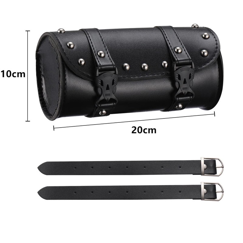 LIKENNY Mini Motorcycle Tool Back Studded PU Leather Storage Bag