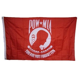 AES 3x5 POW MIA Powmia Prisoner of War Red White Military 150D Polyester Flag 3'x5' House Banner Double Stitched Fade Resistant Premium Quality