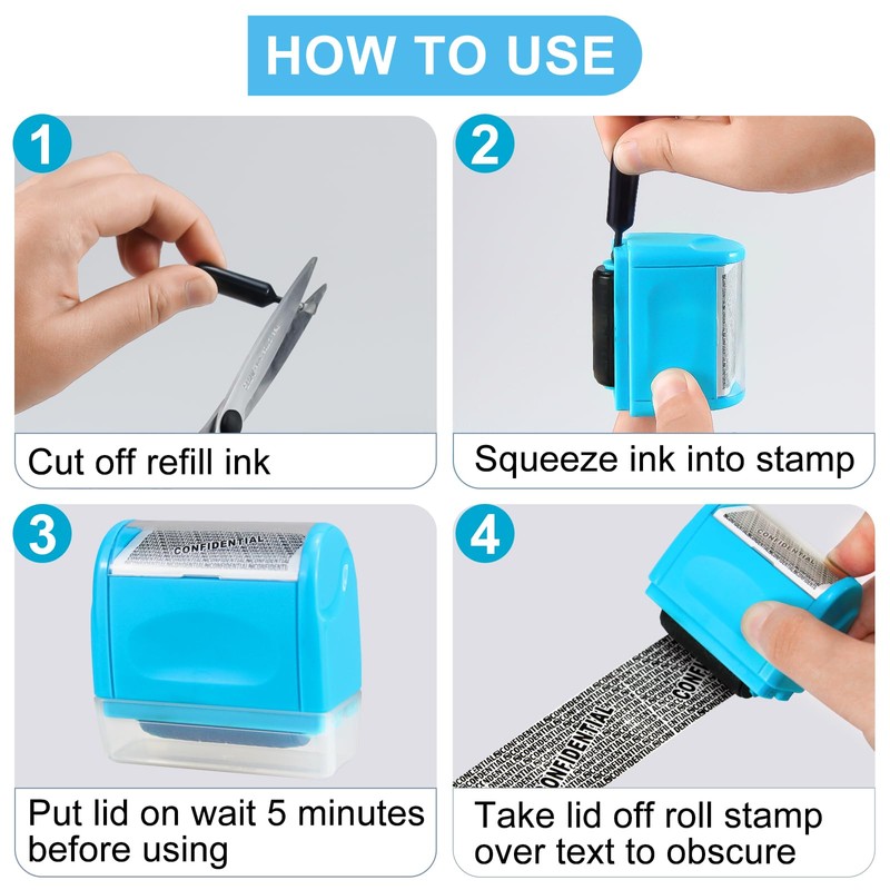 AUXHCYL Confidential Roller Stamp, Identity Theft Rolling Data Defender, Included