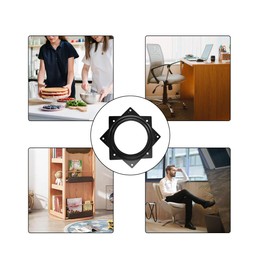 1 Pcs 6 Inch Square Lazy Susan Swivel Plate - Turntable Hardware (Black)