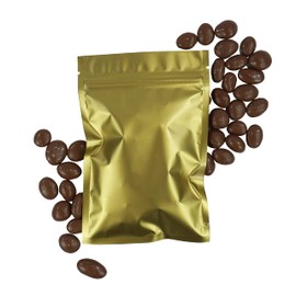 Resealable Gold with Window Plastic Flat Reusable Zipper Smell Proof Coffee Beans Food Storage Heat Sealable Packaging Bags for Small Business, Home Use, Bulk (100, 2.95 inch x 5.12 inch)