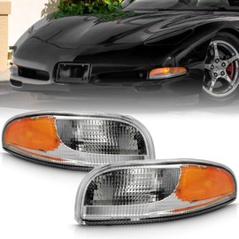 ACANII - For 1997-2004 Chevy Corvette C5 Chrome Housing Bumper Turn Signal Parking Lights Side Marker Lamps Left+Right