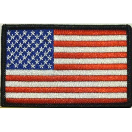 American Flag Embroidered Patch USA United States of America Military Uniform IRON ON 3 X 2 Emblem #043 (BLACK BORDER)