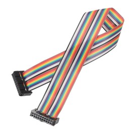 MECCANIXITY IDC Rainbow Wire Flat Ribbon Cable 2.54mm Pitch 20 Pin Connection Line FC Dual Female Black Connector for DIY Experiment 1 Ft Length 1 Pcs