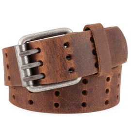 F&L CLASSIC Men's Genuine full grain leather belt heavy duty, work or casual belts for jeans, triple Prong buckle,1.5” wide,3193,size 40,tan