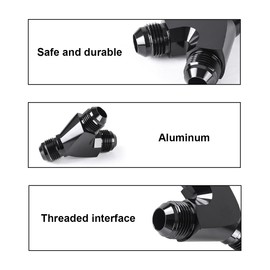 BOLUOYI Y Block Flare Fitting Adapter, AC Black Aluminum Alloy 3-Way Fitting Adapter Male 4AN to 4AN Male Fitting Junction Coupler Adapter Block Splitter Hose Thread Parallel (AN10)