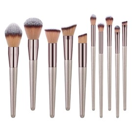 TEONEI Makeup Cosmetic Beauty Brush Set,Foundation Face Powder Blush Eyeshadow Brushe Set,10Pcs(Champagne)