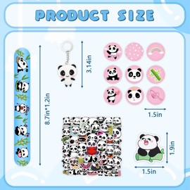 Eymobad Panda Party Favour Supplies, Panda Children's Birthday Party Bag Set, Panda Bear Party Bag Set, with Key Ring, Gift Bags, Sticker Bracelets, for Panda Theme Party, Pack of 86