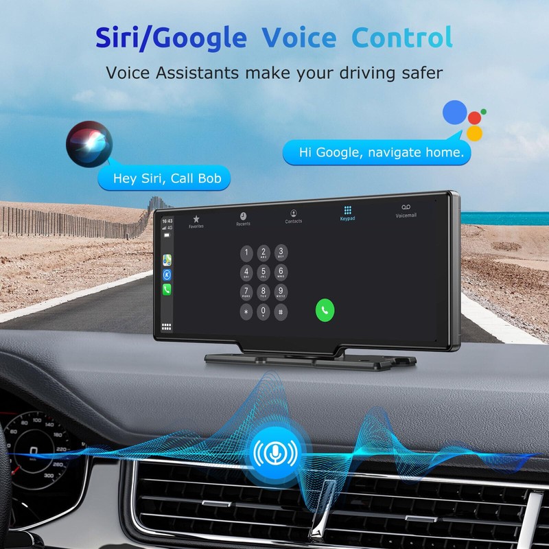 10.26" Touchscreen Wireless IOS CarPlay Android Auto Portable Screen Car