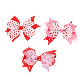Baluue 3pcs Double Bow Hair Clips for Women Stylish Valentine's Day Hair Accessories for Daily Wear and Special Occasions