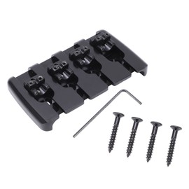 Guitar Bridge 4 String Metal Tailpiece Instrument Accessory Set Kit for Bass Black