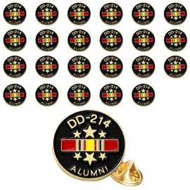 DD214 Lapel Pins, Soft Enamel Veteran Pins, US Military Pins, Retirement Gifts for Men and Women, Perfect for Military Alumni & Service Ribbon (24Pcs)