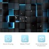 Riyidecor Black Blue Shower Curtain 60Wx72H Inch Abstract Navy Brick