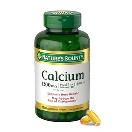 Calcium Carbonate & Vitamin D by Nature's Bounty, Supports Immune Health & Bone Health, 1200mg Calcium & 1000IU Vitamin D3, 120 Softgels
