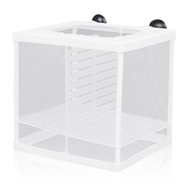 Aquarium Breeding Box, Fish Tank Breeder Small Fry Hatchery Net Nursery Isolation Boxes Incubator Tank Divider with 4 Suckers for Newborn Small Shrimp Betta 16 * 14.5 * 15.5cm（White）