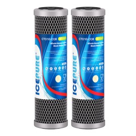 ICEPURE 1 Micron 10" x 2.5" Whole House Upgraded Coconut Shell Activated Water Filter Lead Remove Filter Cartridge Replacement for WFPFC8002, SCWH-5, WHCF-WHWC, FXWTC, CTO10-CQB, RO Unit, 2PACK