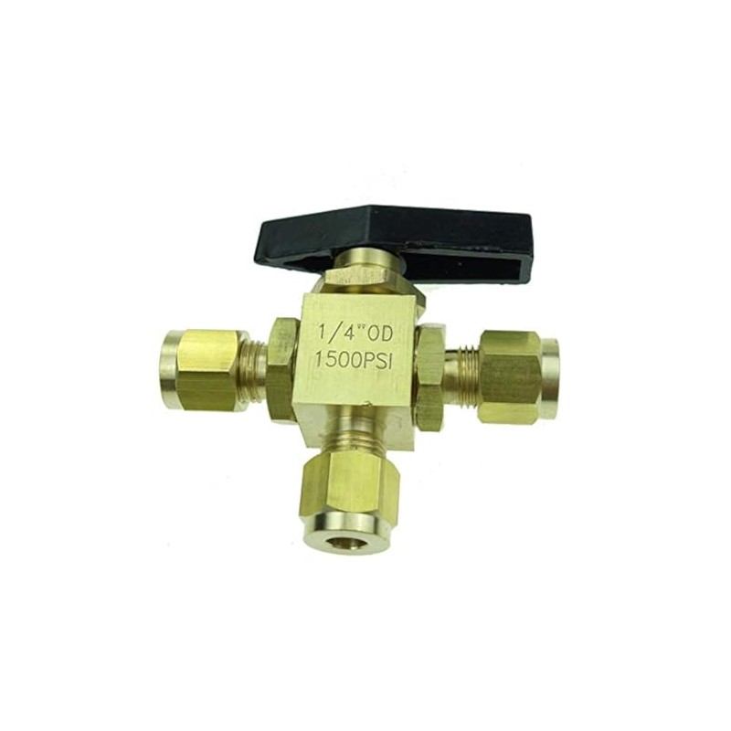 HongBoW Hardware Brass Instrument 3 Way Ball Valve L Port