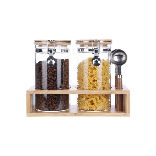 KKC Glass Coffee and Sugar Containers with Airtight Hinged Lids,Sealed