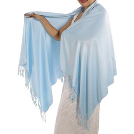 Cashmere Pashmina Group Scarf/Shawl/Wrap/Stole/Pashmina Shawl in solid color from (Regular Size) - Baby Blue