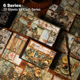 AuriicLeaf Vintage Collage Scrapbook Paper Set, 180 PCS Ephemera Pack for Junk Journaling, Scrapbooking, Crafting, DIY Projects, Diaries, and Art Supplies