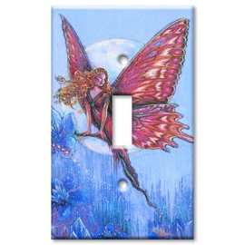 Art Plates - Single Gang Toggle OVERSIZE Switch Plate/OVER SIZE Wall Plate - Blue Fairy