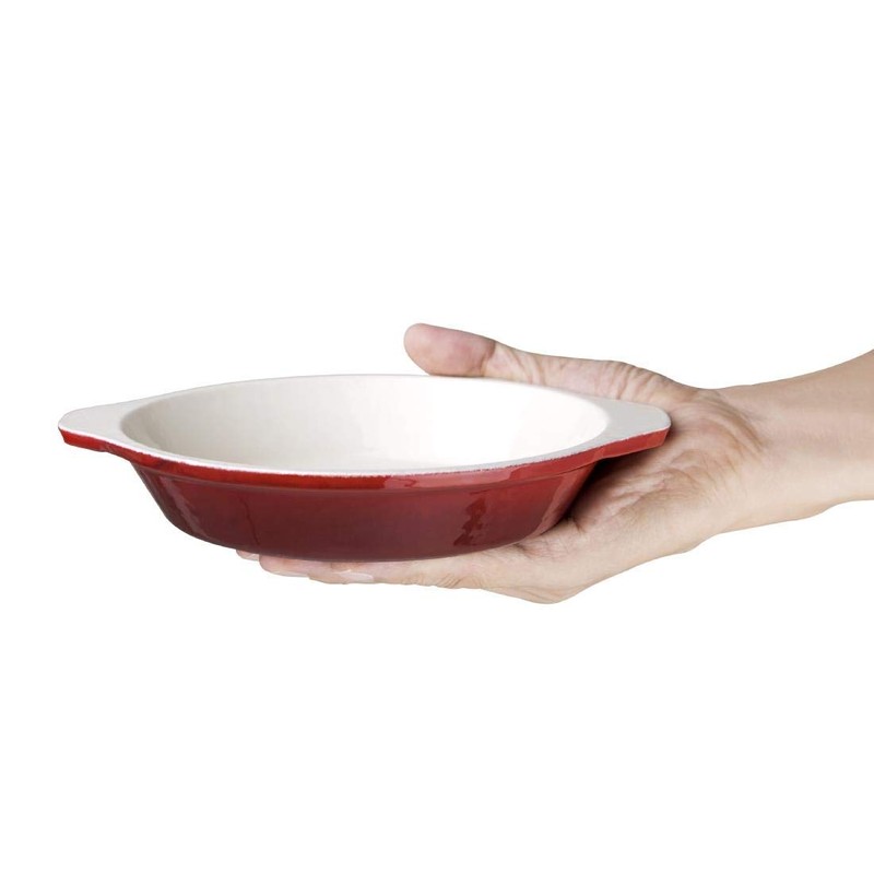 Vogue GH315 Round Red Cast Iron Gratin Dish 400ml Baking