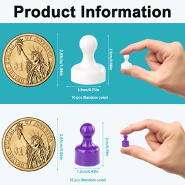 Fridge Magnets, 20 Pcs Refrigerator Magnets, 5 Colors Magnets for Hanging, Small Magnets, Magnetic Push Pins for Strong Magnets for Whiteboard, Office, Map, Locker