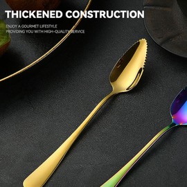 1 Pack Grapefruit Spoon,304 Stainless Steel Grapefruit Spoon Utensil Set with Serrated Edge Long Handle with Non-Stick Coating for Kiwi Watermelon Dessert Fruit Citrus