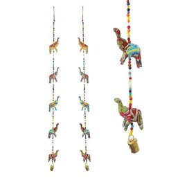 Aditri Creation Set of 2 Door Hanging Colorful Decorative 5 Fabric Elephant String for Indian Traditional Indoor Wall Temple Bedroom Home Party Decor Gifting Ideas(Size:-33") (Multicolor)
