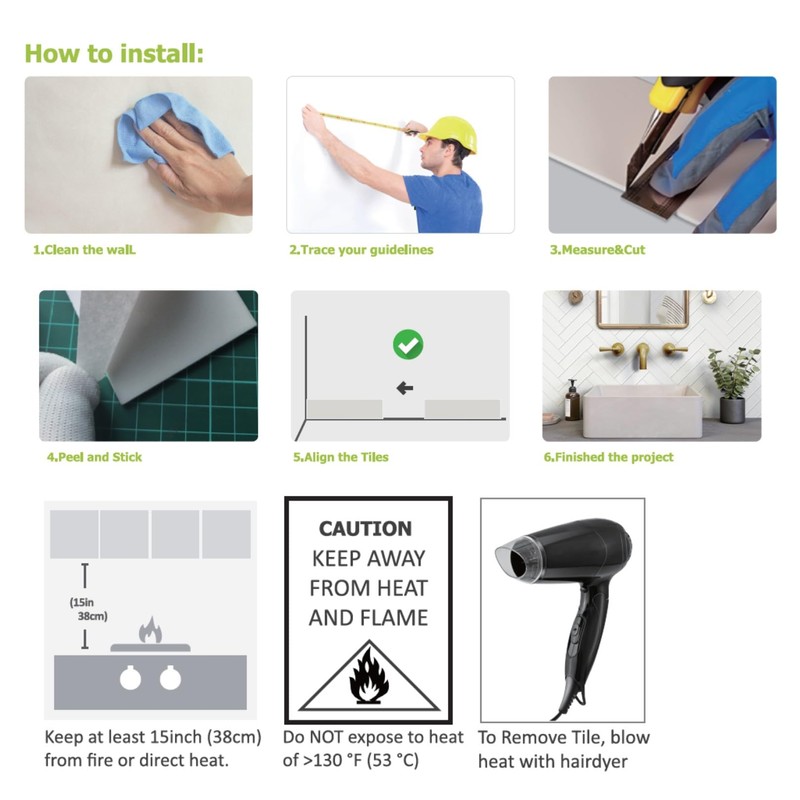 Decopus Luxury Peel and Stick Subway Tile Backsplash (Marble White