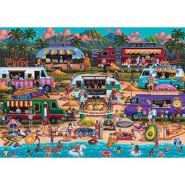 Buffalo Games - Pun Fuzzles - Hawaiian Food Truck Festival - 300 Piece Jigsaw Puzzle for Adults Challenging Puzzle Perfect for Game Nights - Finished Size is 21.25 x 15.00