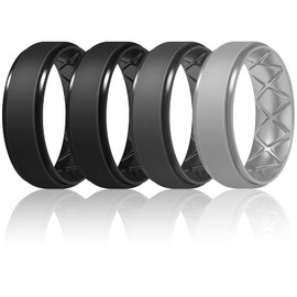 Egnaro Inner Arc Ergonomic Breathable Design Silicone Rings Mens with Half Sizes, 7/6/5/4/1 Ring Rubber Wedding Bands, 8.5mm Wide-2mm Thick