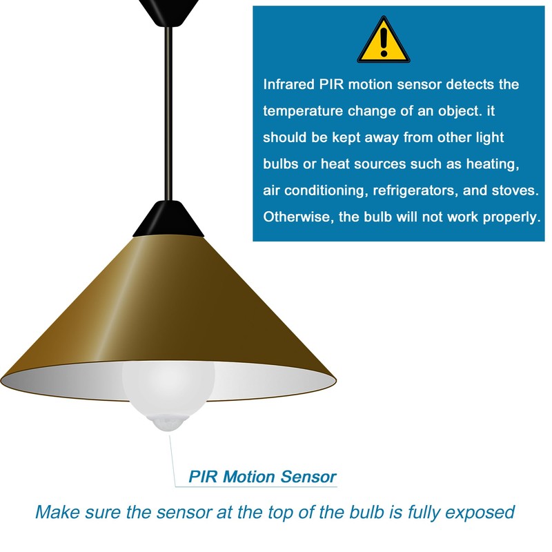 Motion Sensor Light Bulbs for Outdoor Indoor, 9W A19 Motion